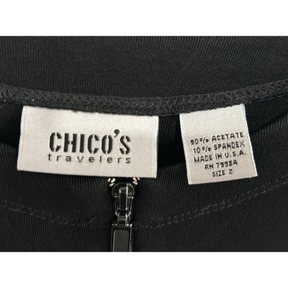 Chicos Travelers Black Long Sleeve Zip Up Top Size Large - Picture 5 of 10